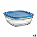 Fiambrera Cuadrada con Tapa Duralex FreshBox Azul 3 L 23 x 23 x 9 cm (4 Unidades)