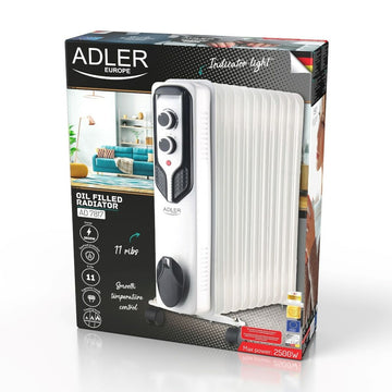 Radiador de Aceite Adler AD 7817 Blanco Negro 2500 W