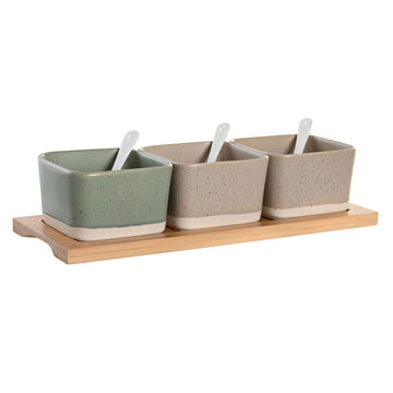 Set de Aperitivo DKD Home Decor 29 x 11,5 x 1,5 cm Porcelana Multicolor Bambú Escandinavo