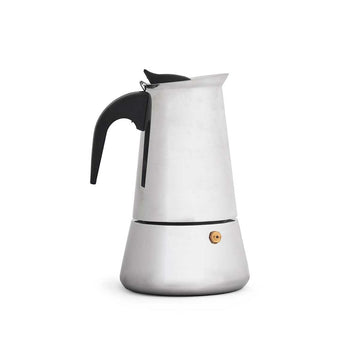 Cafetera Italiana Negro Plateado Acero 9 Tazas