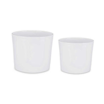 Set de Macetas Ø 22 cm Ø 27 cm 2 Piezas Blanco Arcilla