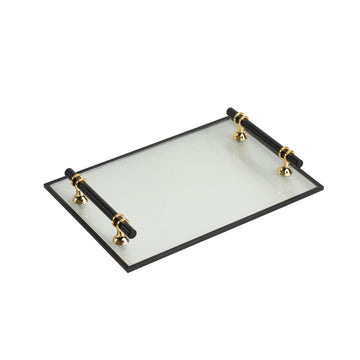 Bandeja Romimex Transparente Dorado Metal Vidrio 31 x 4 x 20 cm