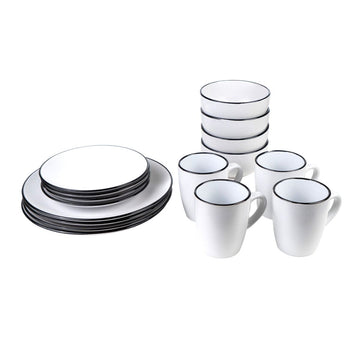 Juego de Tazas con Platos Romimex Blanco Cerámica (16 Piezas)