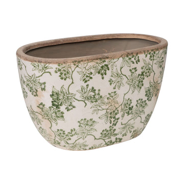 Jardinera Romimex Verde Beige Porcelana Acabado envejecido 27 x 16 x 15 cm