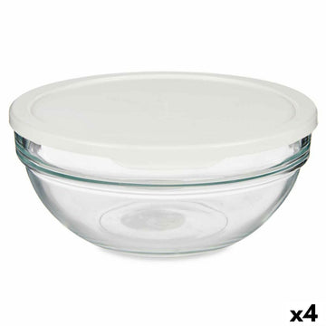 Fiambrera Redonda con Tapa Chefs Blanco 1,135 L 17,2 x 7,6 x 17,2 cm (4 Unidades)