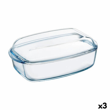 Fuente de Cocina Pyrex Classic Con Tapa 4,5 L 38 x 22 x 11 cm Transparente Vidrio (3 Unidades)