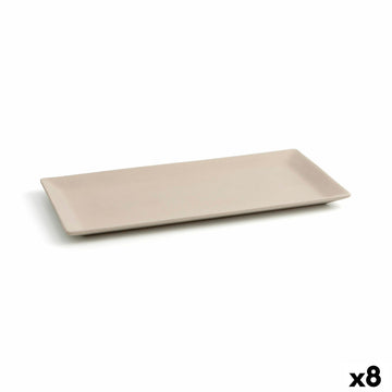 Bandeja de Aperitivos Quid Mineral Gres Beige Cerámica 15 x 30 cm (8 Unidades)