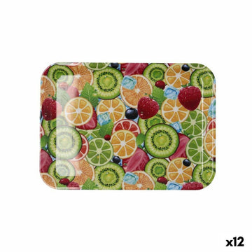 Bandeja de desayuno Quid Habitat Multicolor Plástico 28 x 20 x 1,5 cm Con asas Frutas (12 Unidades)