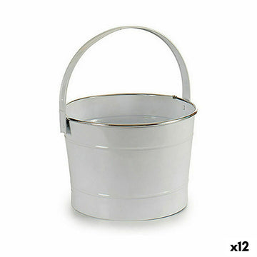 Macetero Cubo Blanco Plateado Zinc 25 x 29,5 x 27 cm (12 Unidades)