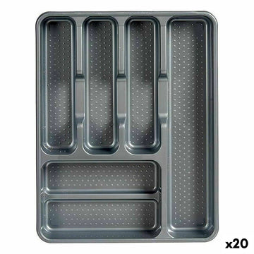 Organizador para Cubiertos Gris Plástico 30 x 4,5 x 38 cm (20 Unidades)