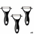 Pelador de Fruta y Verdura Set Negro Acero Inoxidable (12 Unidades)