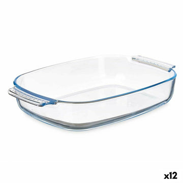 Fuente de Cocina Con asas Transparente Vidrio de Borosilicato 2 L 30,2 x 6 x 19,6 cm (12 Unidades)