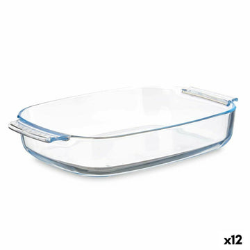 Fuente de Cocina Con asas Transparente Vidrio de Borosilicato 2,7 L 34,4 x 6,1 x 22,3 cm (12 Unidades)