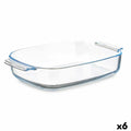 Fuente de Cocina Con asas Transparente Vidrio de Borosilicato 3,8 L 38 x 6,5 x 25,4 cm (6 Unidades)