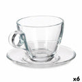 Taza con Plato Transparente Vidrio 170 ml (6 Unidades)