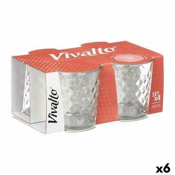 Set de Vasos Diamante Transparente Vidrio 360 ml (6 Unidades)