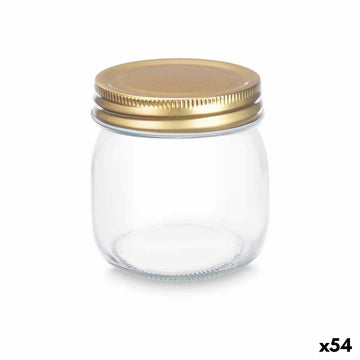 Tarro Transparente Dorado Metal Vidrio 180 ml 6 x 8 x 6 cm (54 Unidades)