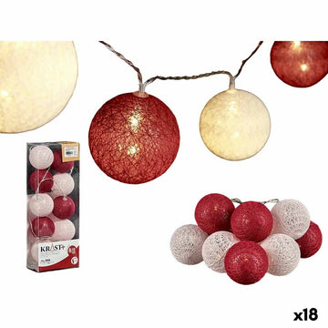 Guirnalda de Bolas LED Ø 6 cm Blanco Rojo 2 m (18 Unidades)