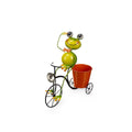 Macetero Amarillo Rojo Verde Metal Bicicleta Rana 31,5 x 32 x 17 cm