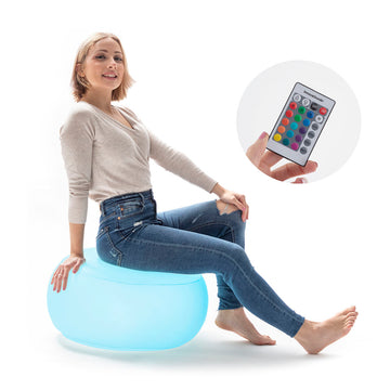 Asiento Hinchable con LED Multicolor y Mando a Distancia Pulight InnovaGoods Blanco (Reacondicionado B)